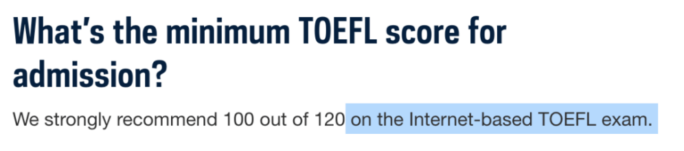 【托福】U.S. News美国前100院校TOEFL成绩要求发布！